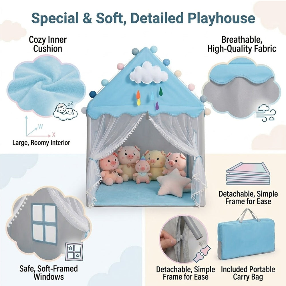 Star Babies Kids Play Tents for Toddlers Kids Tents Indoor Playhouse - Princess Tent for Girls Toy House Gift - Blue