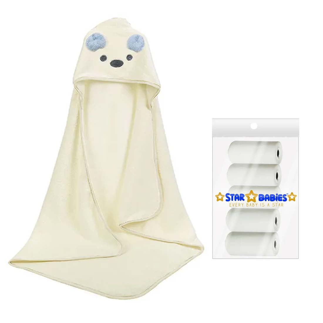 Star Babies - Scented Bag 5pcs With Microfiber Hooded Towel - White