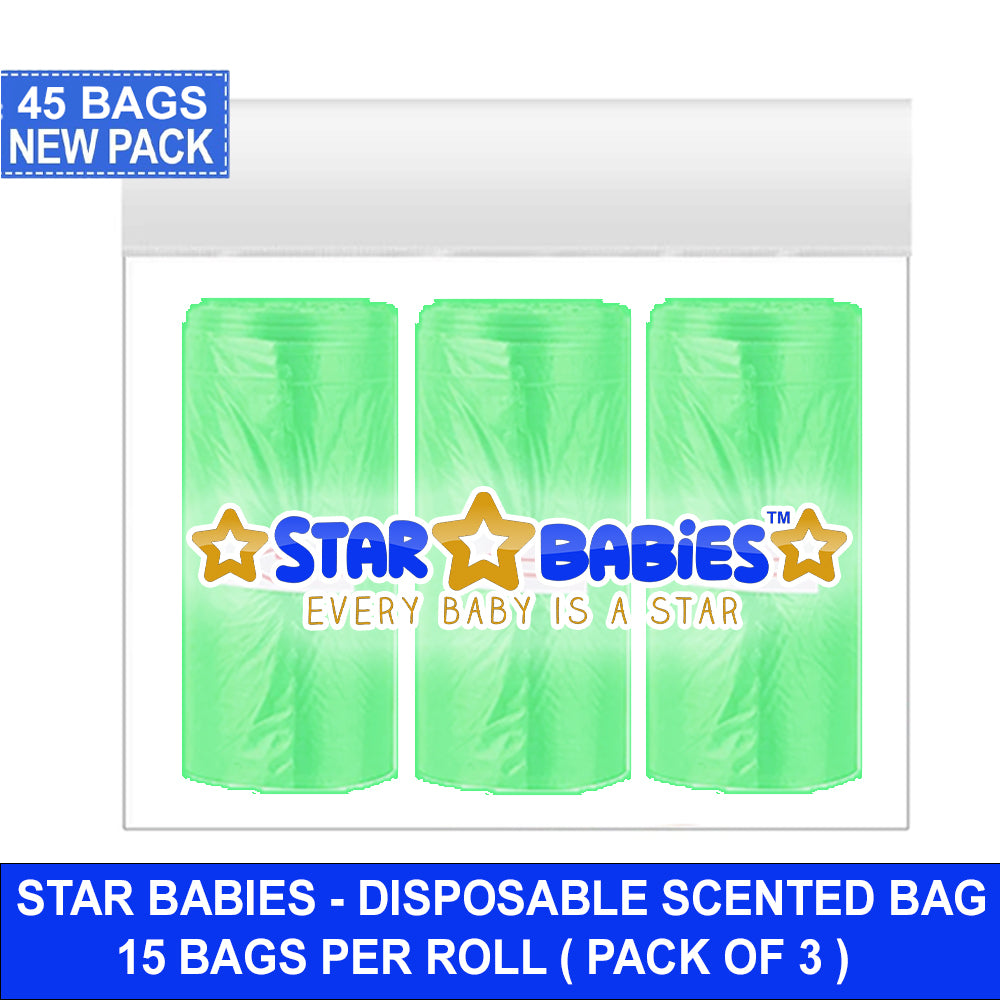 Star Babies - Scented Bags - Light Green - Pack of 3 - 45 Pcs
