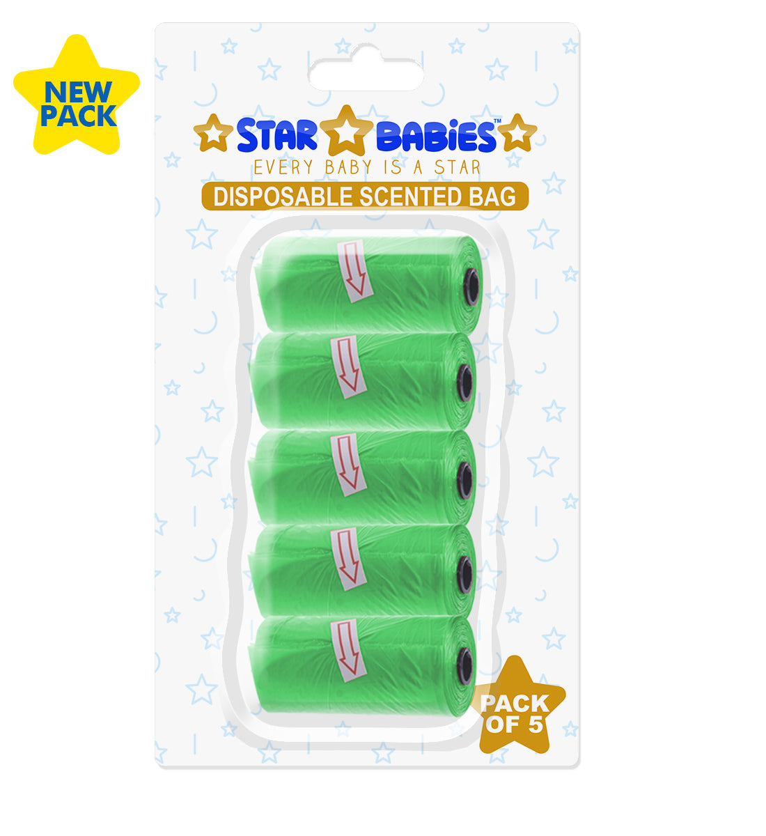 Star Babies - Scented Bag Blister - Pack of 5/75 Bags - Green