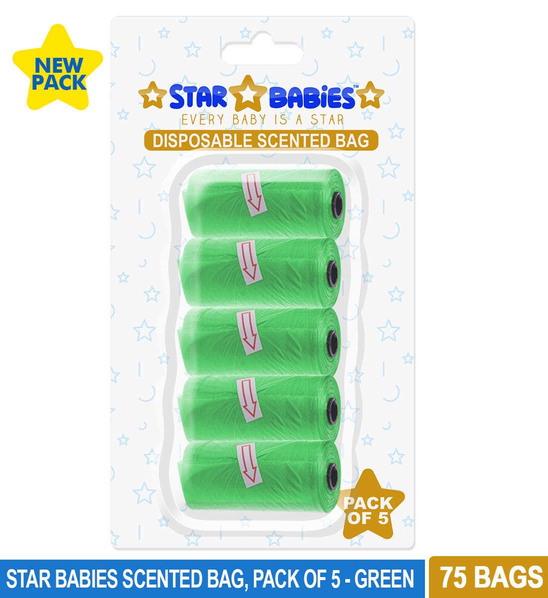 Star Babies - Scented Bag Blister - Pack of 5/75 Bags - Green