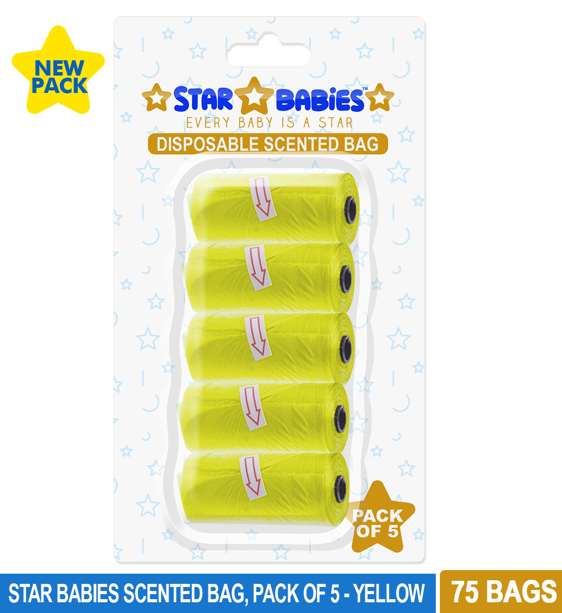 Star Babies - Scented Bag Blister - Pack of 5/75 Bags - Yellow