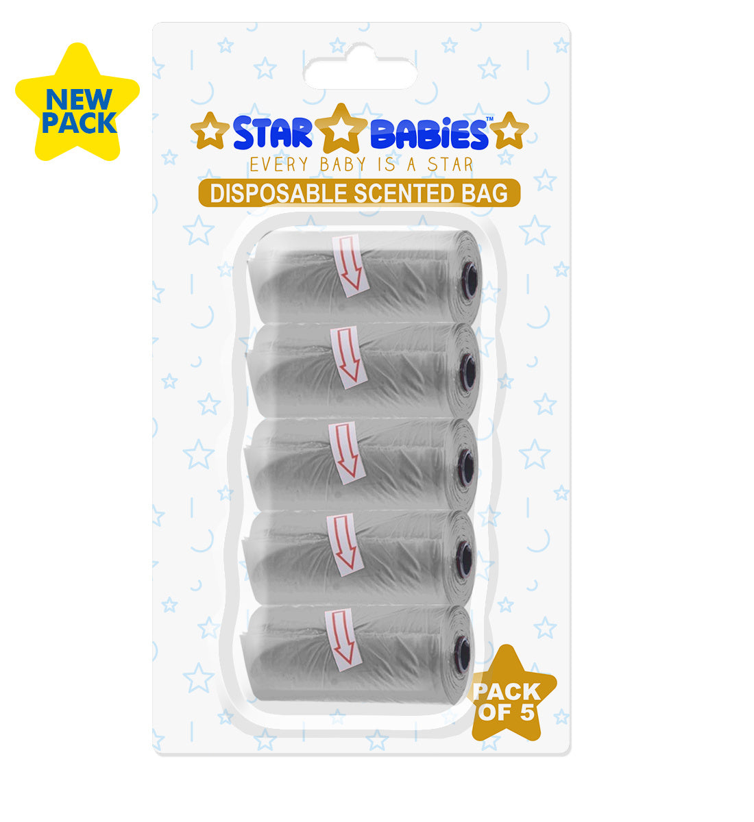Star Babies - Scented Bag Blister - Pack of 5/75 Bags - Gray