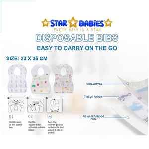 Star Babies Baby Plate & Disposable Towel 3pcs & Bibs 10pcs - Pink