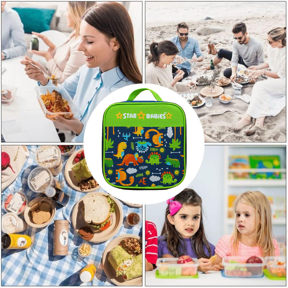 Star Babies Jungle Themed Bento Lunch Bag , Toddler-Friendly, 3 Years+, Easy to clean- Green