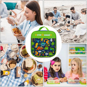 Star Babies Jungle Themed Bento Lunch Bag , Toddler-Friendly, 3 Years+, Easy to clean- Green