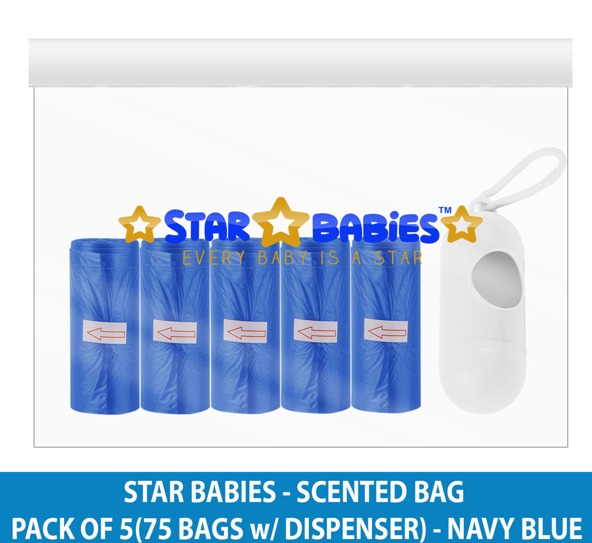 Star Babies - Scented Bag 75pcs w/ Dispenser - Navy Blue