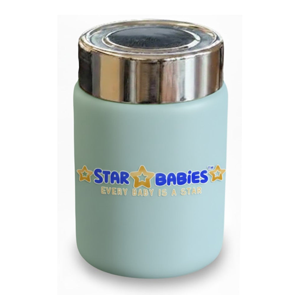 Star Babies Portable 230ml Double Wall Stainless Steel mini Vacuum Flask/ Cute Thermos Cup for Coffee Tea Water light green.