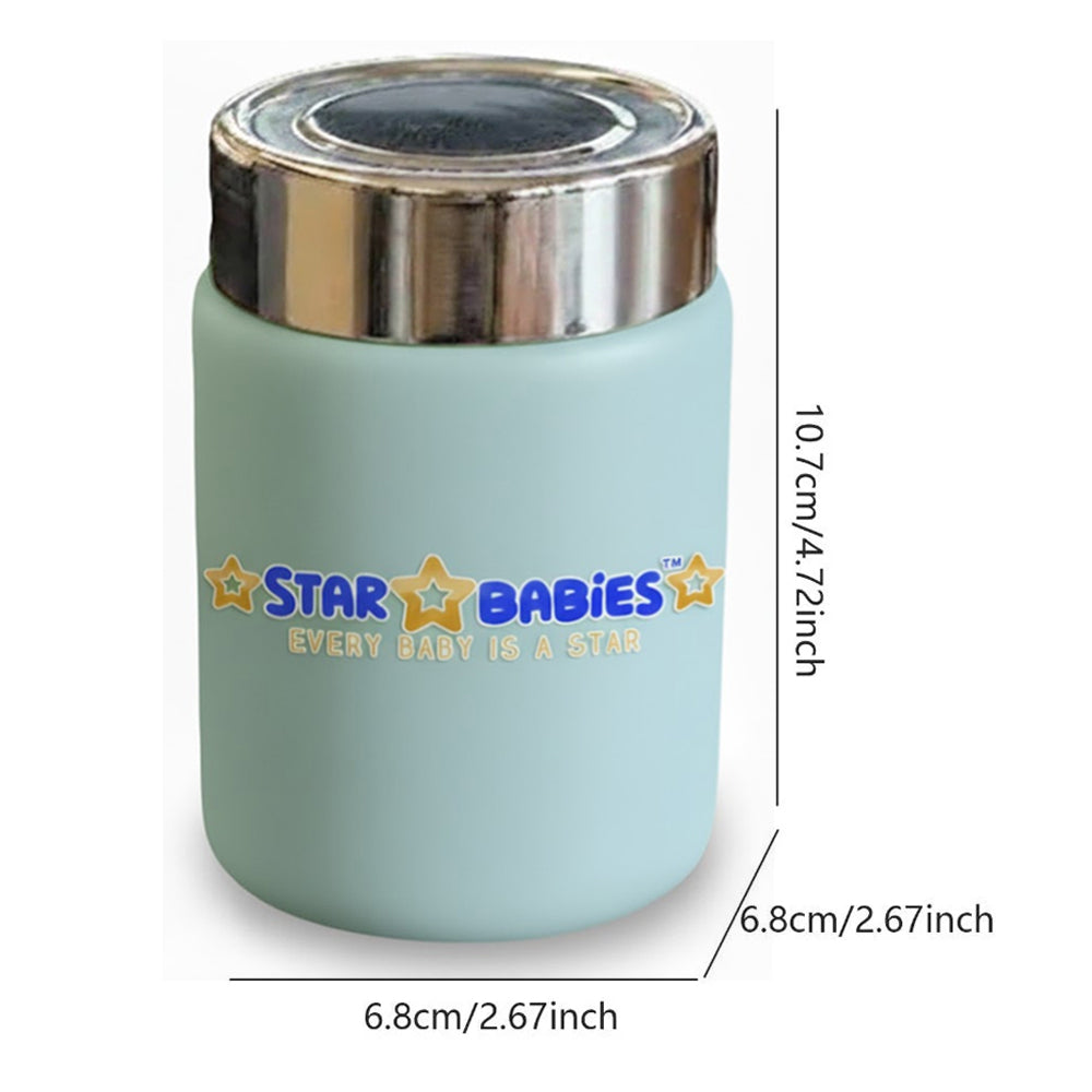 Star Babies Portable 230ml Double Wall Stainless Steel mini Vacuum Flask/ Cute Thermos Cup for Coffee Tea Water light green.