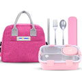 Star Babies -Insulated Lunch Bag with 304 Stainless Steel Bento Lunch Box – 4-Compartment Leak-Resistant Food Container with Stainless Steel Cutlery Set