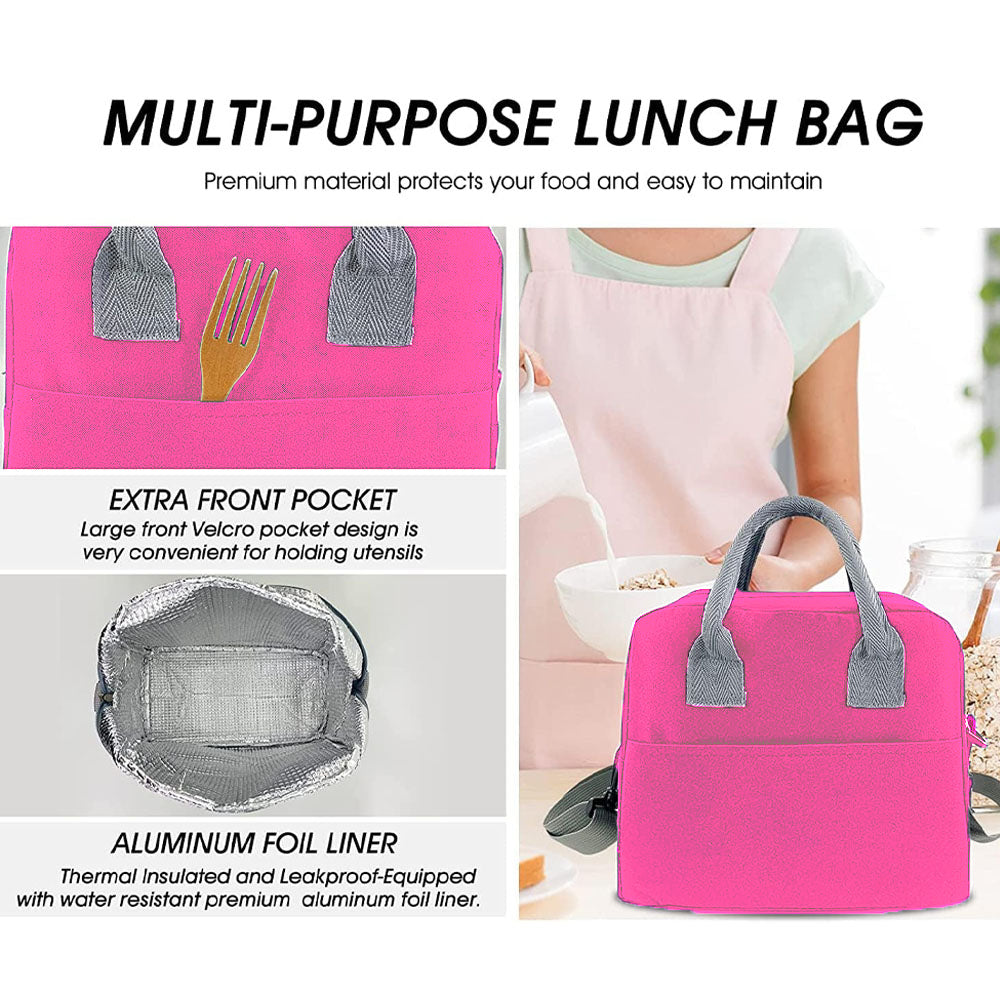 Star Babies -Insulated Lunch Bag with 304 Stainless Steel Bento Lunch Box – 4-Compartment Leak-Resistant Food Container with Stainless Steel Cutlery Set