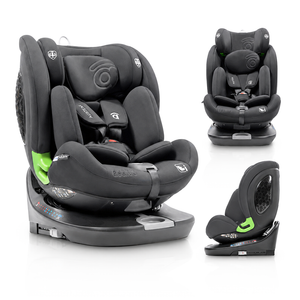 Asalvo Austen3 360° Rotating i-Size Car Seat with ISOFIX, Grey, Rear & Forward Facing