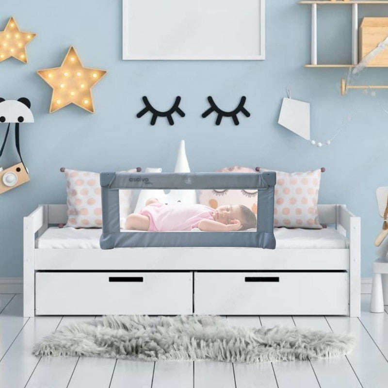 Asalvo Safety Bed Rail for Children 90 cm. Grey – Folding with Adjustable Straps