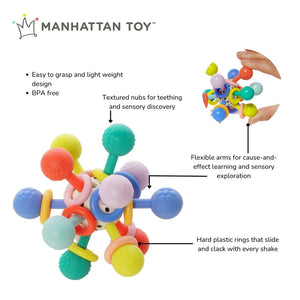 Manhattan Toy Atom Colorpop Rattle & Teether Grasping Activity Baby Toy 0m+
