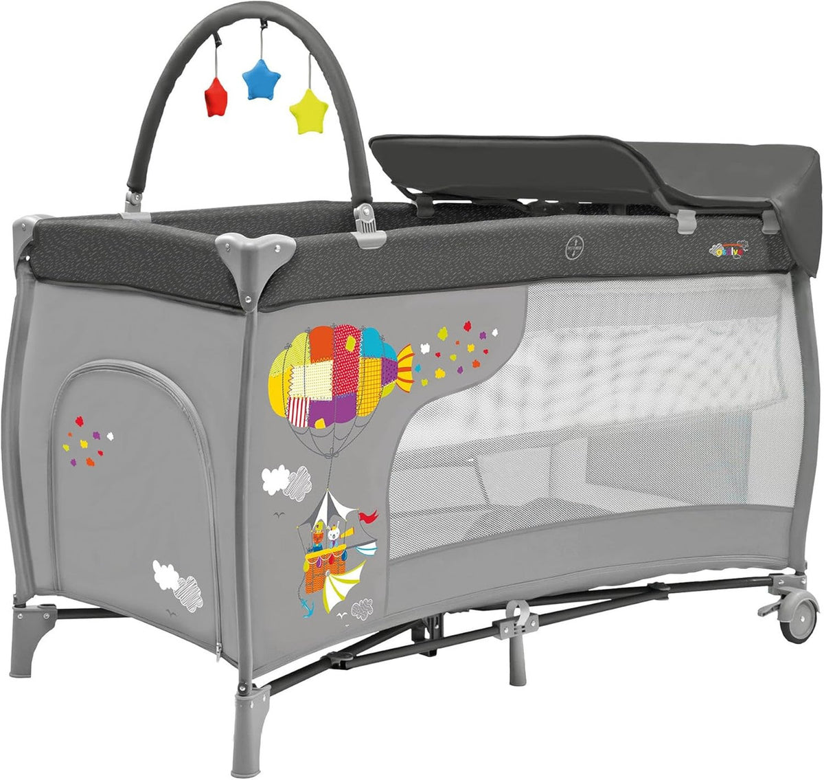 Asalvo Zeppelin 3-in-1 Complete Travel Crib Plus, Cradle, Playard & Changing Table - 0-months to 15 kg.