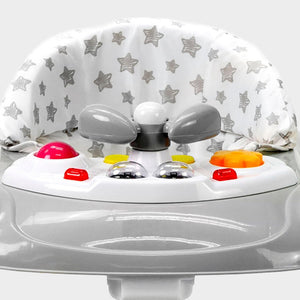 Asalvo Diver Baby Walker, 12 Melodies, LED Lights, 3 Heights, 6-12 months, Stars Grey