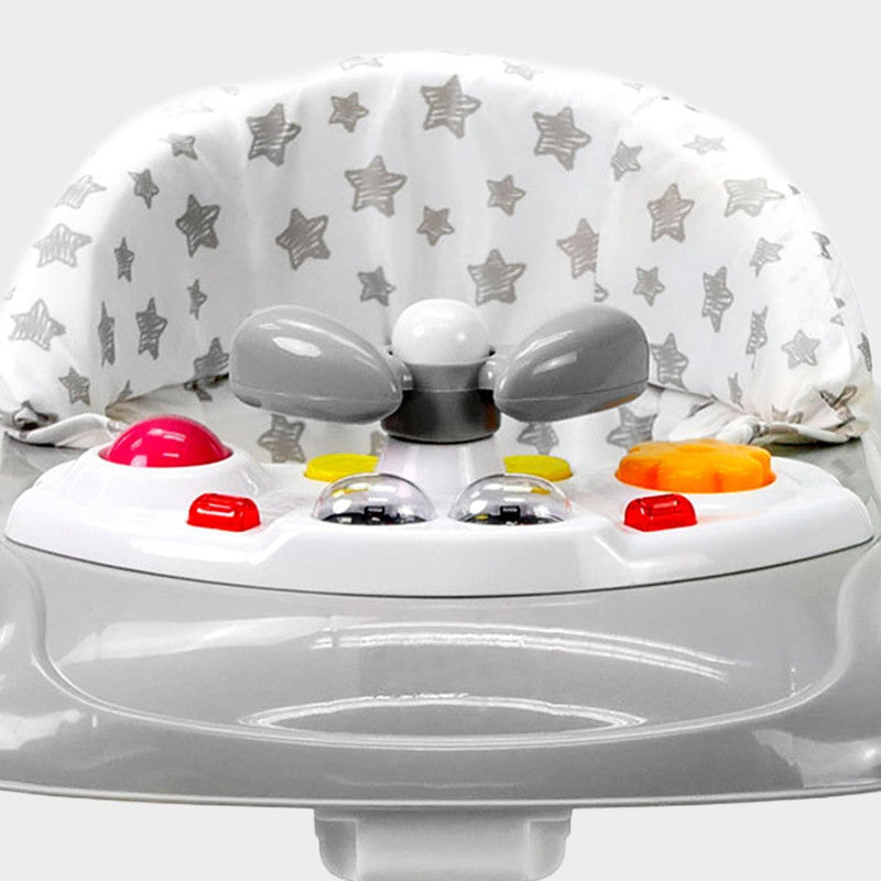 Asalvo Diver Baby Walker, 12 Melodies, LED Lights, 3 Heights, 6-12 months, Stars Grey