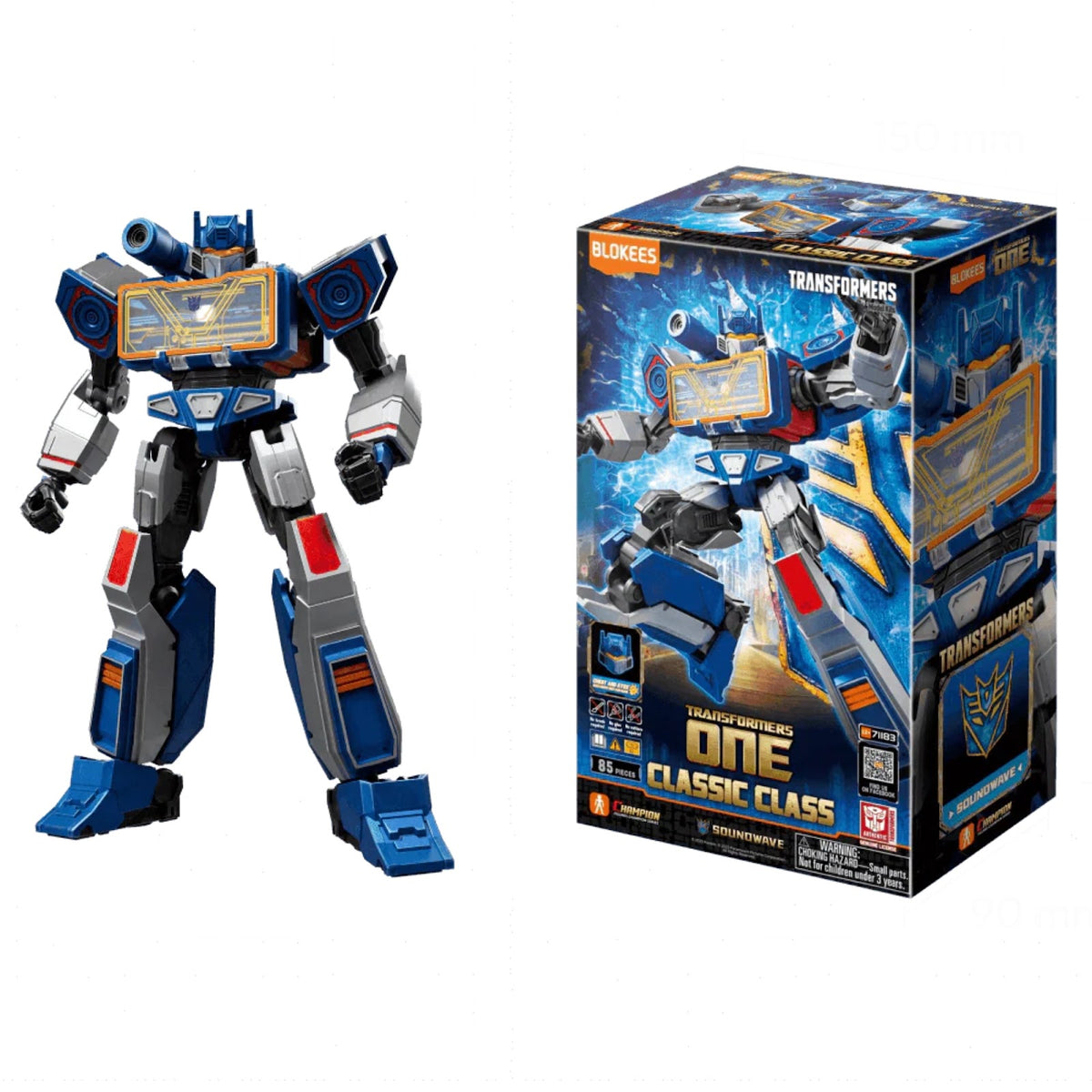 Blokees Transformers One Soundwave Classic Class Action Figure – 85 PCS Construction Kit, Opening Chest Compartment, STEM Collectible Robot Model Toy
