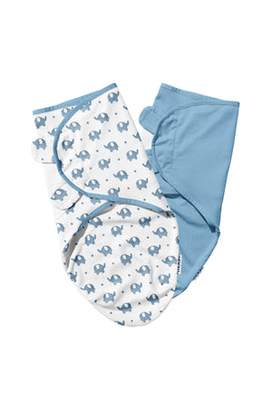 MOON Organic  swaddle- Blue elephant