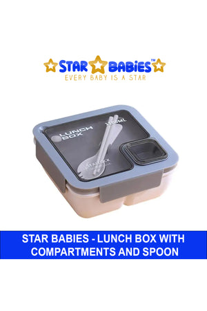 Star Babies - Lunch Box With 2 Compartments, Spoon And Fork - Blue/Pink - 1100ml