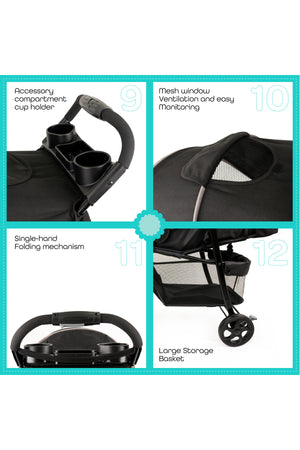 MOON Metro Urban Baby Stroller -Black