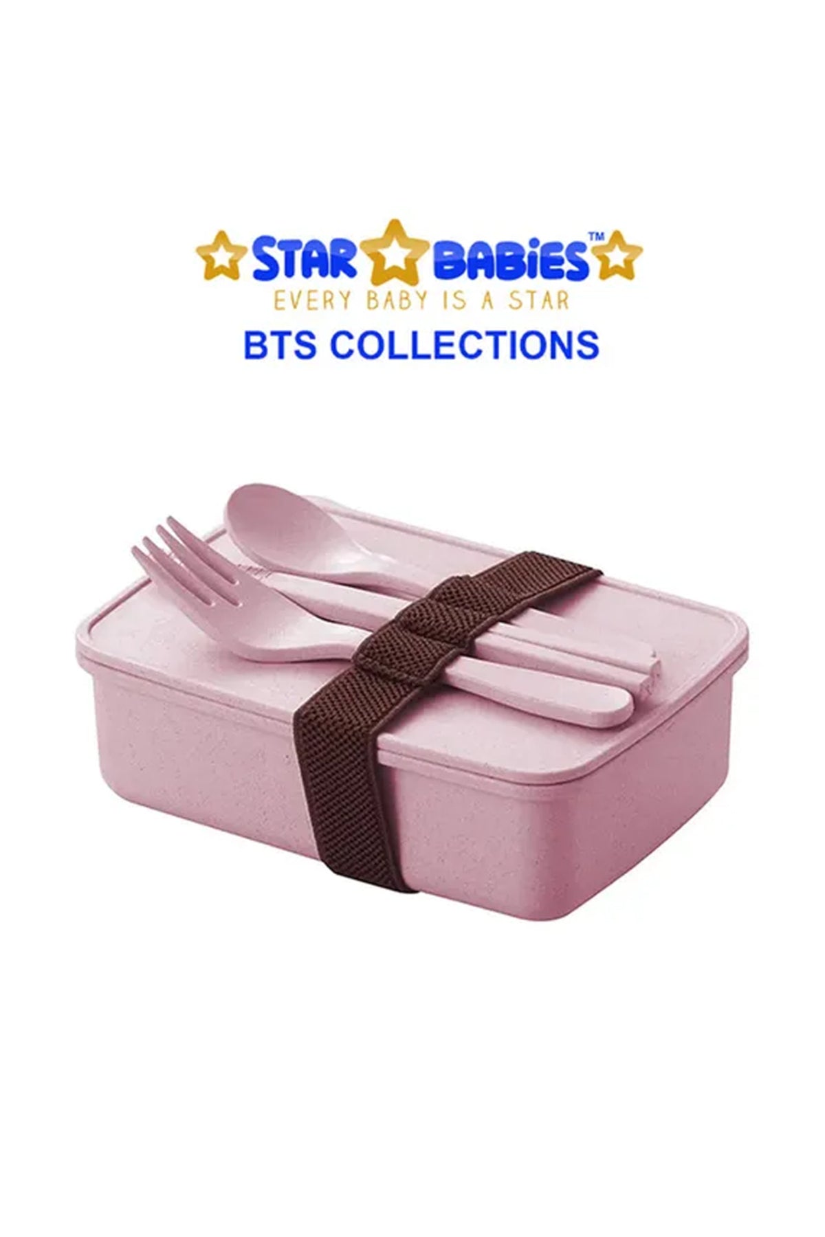 Star Babies - Eco Friendly Lunch Box With fork & Spoon BPA Free, Stainless Steel Water Bottle 600ml - Pink