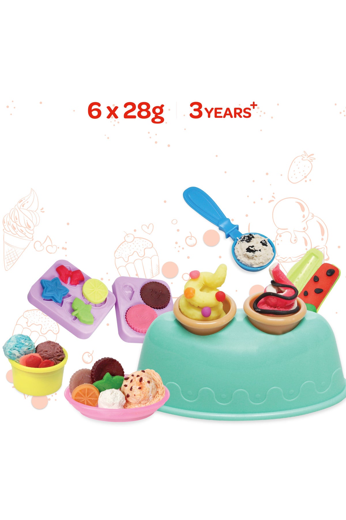 MOON Kid's Dough Ice-cream Set. 6 x 1oz dough bag.