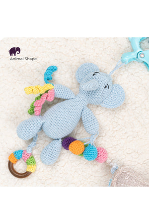 MOON Handcrafted Crochet  Toy with  Ring & Clip Hanger-Elephant
