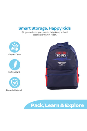 MOON Licensed Top Gun 3-in-1 Kids School Backpack Set    - (17-Inch) Premium Kids School Bag with Lunch Bag & Pencil Case-Blue