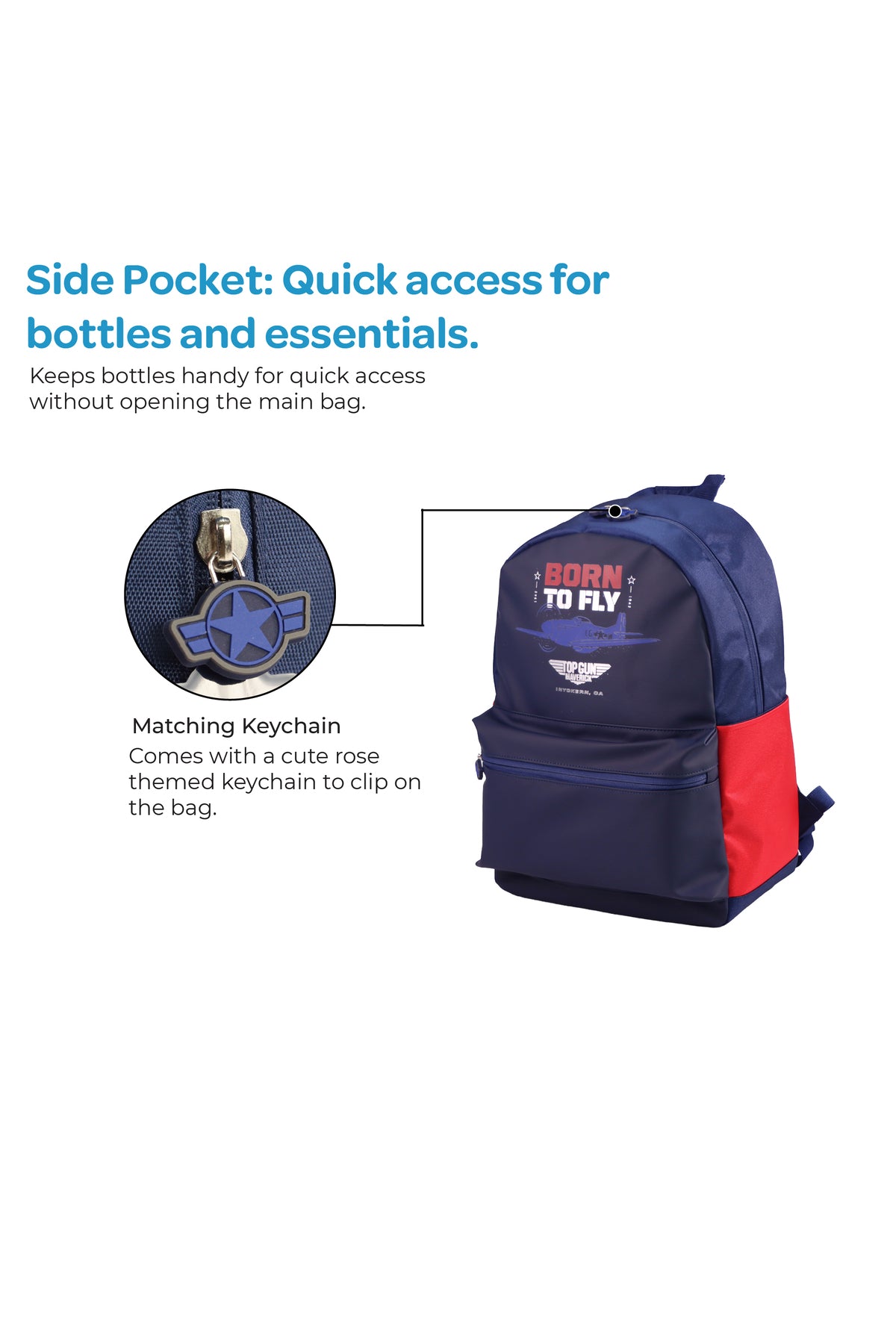 MOON Licensed Top Gun 3-in-1 Kids School Backpack Set    - (17-Inch) Premium Kids School Bag with Lunch Bag & Pencil Case-Blue