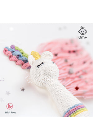 MOON Handcrafted Crochet Knitted Loop Rattle Toy -Pony