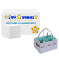 Star Babies - Combo Disposable Changing Mat - 100 pcs with Diaper Caddy