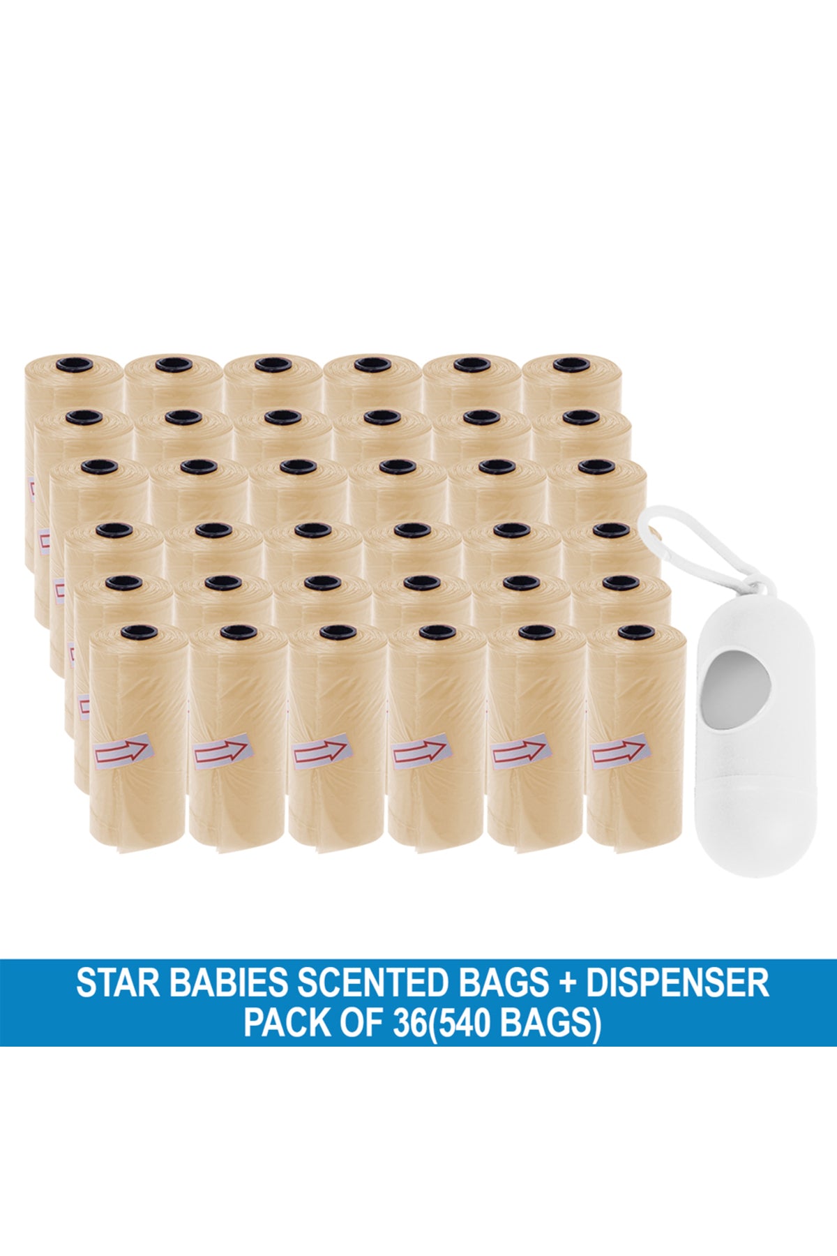 Star Babies - Disposable Scented Nappy Bag With Dispenser - Ivory - Pack of 36 - 540pcs