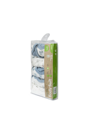MOON Organic Baby Body Suit Set of 5 for Boys for 6-9 Months -Blue
