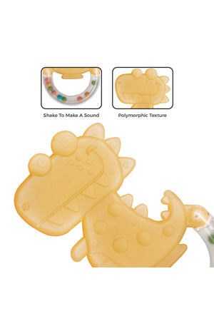 MOON Fuzzy Friends Soft Baby Rattle and Teether Toy- 6m+ -Dino