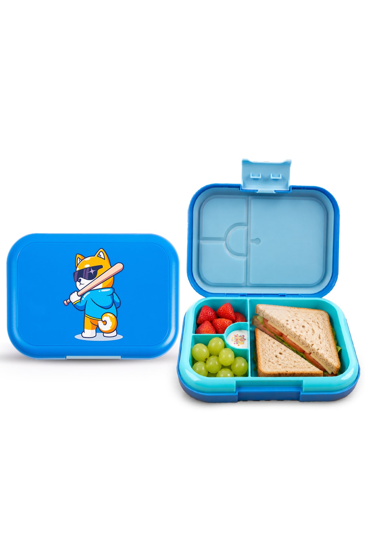 Cocobee Bento Lunch Box with Silicone Seal, Microwave Safe Tray – Blue – 765ml + Pencil Case with Internal Mesh Pocket,