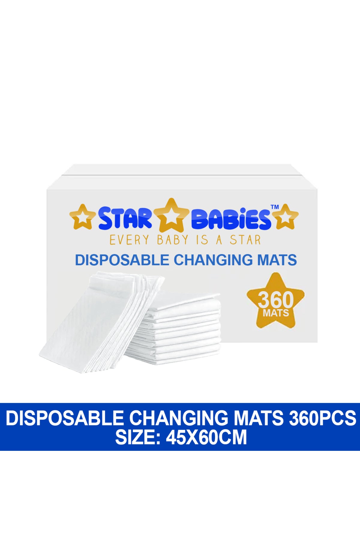 Star Babies - Disposable Changing Mats - White - 45x60 cm - 360 Pcs