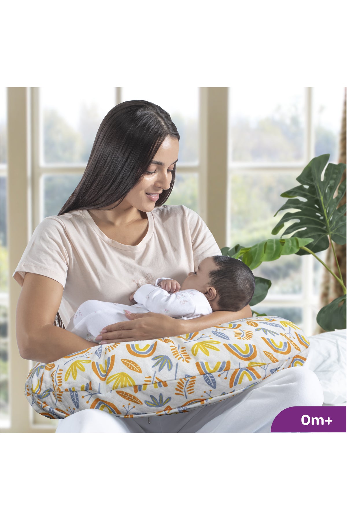 MOON Portable Nursing Breast Feeding Baby Support Pillow Cushion  With Washable Zippered Cover-Rainbow