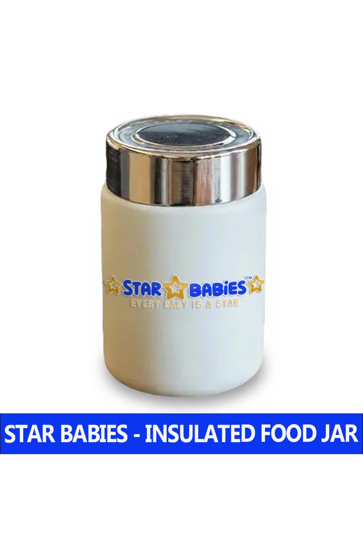 Star Babies Portable 230ml Double Wall Stainless Steel mini Vacuum Flask/ Cute Thermos Cup for Coffee Tea Water White.