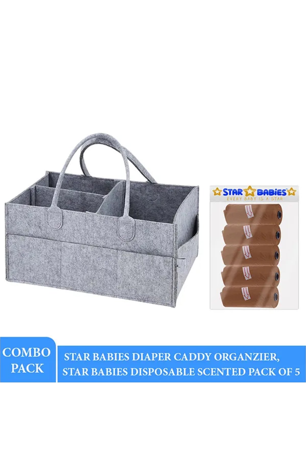 Star Babies - Caddy Diaper Bag w/ Scented Bag - 5pcs - Color May Vary