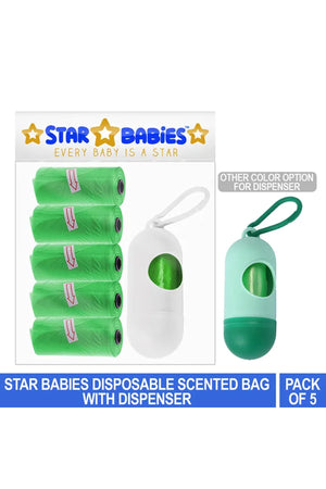 Star Babies - Pack of 5/75 Bags Scented Bag Green & Assorted Dispenser
