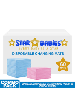 Star Babies Disposable Changing Mats Pack Of 60 Blue 40, Pink 20, Assorted