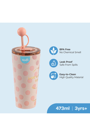 MOON Double Smoothie Cup With Straw
86x86x206mm
473ml / 16oz-Pink