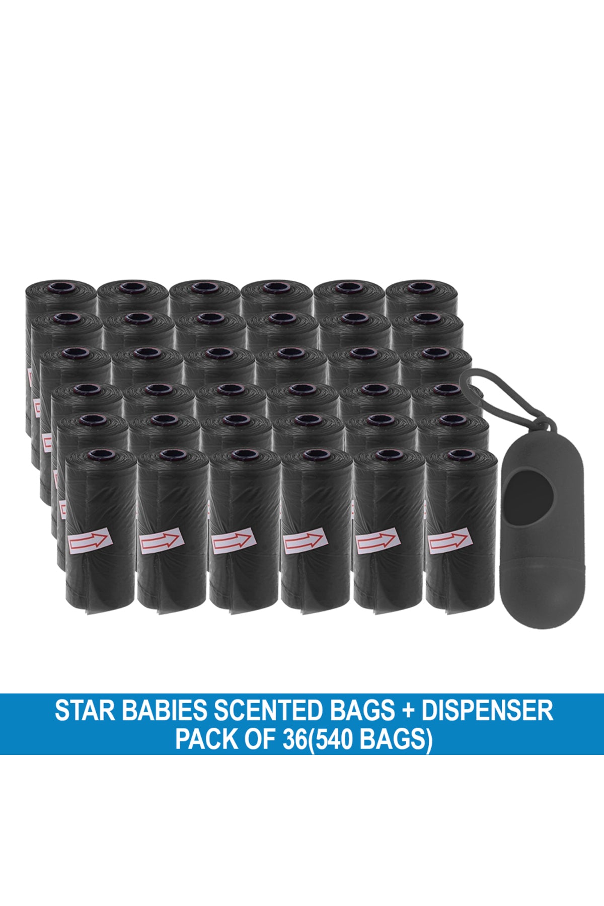 Star Babies - Disposable Scented Nappy Bag With Dispenser - Black - Pack of 36 - 540pcs