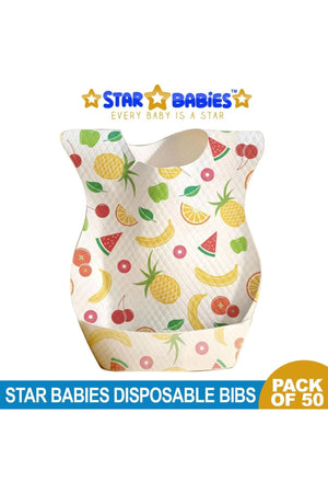 Star Babies - Disposable Bibs - Pack Of 50 - Fruits Printed