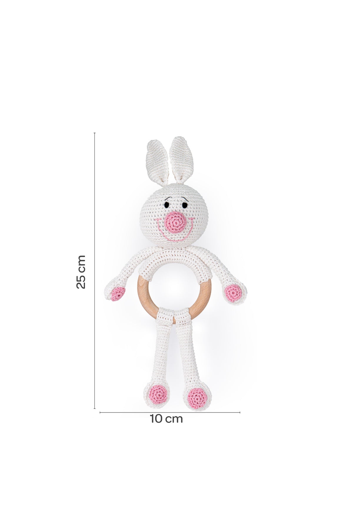 MOON Handcrafted Crochet  Toy with Cuddle Ring -Bunny