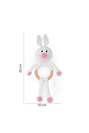 MOON Handcrafted Crochet  Toy with Cuddle Ring -Bunny