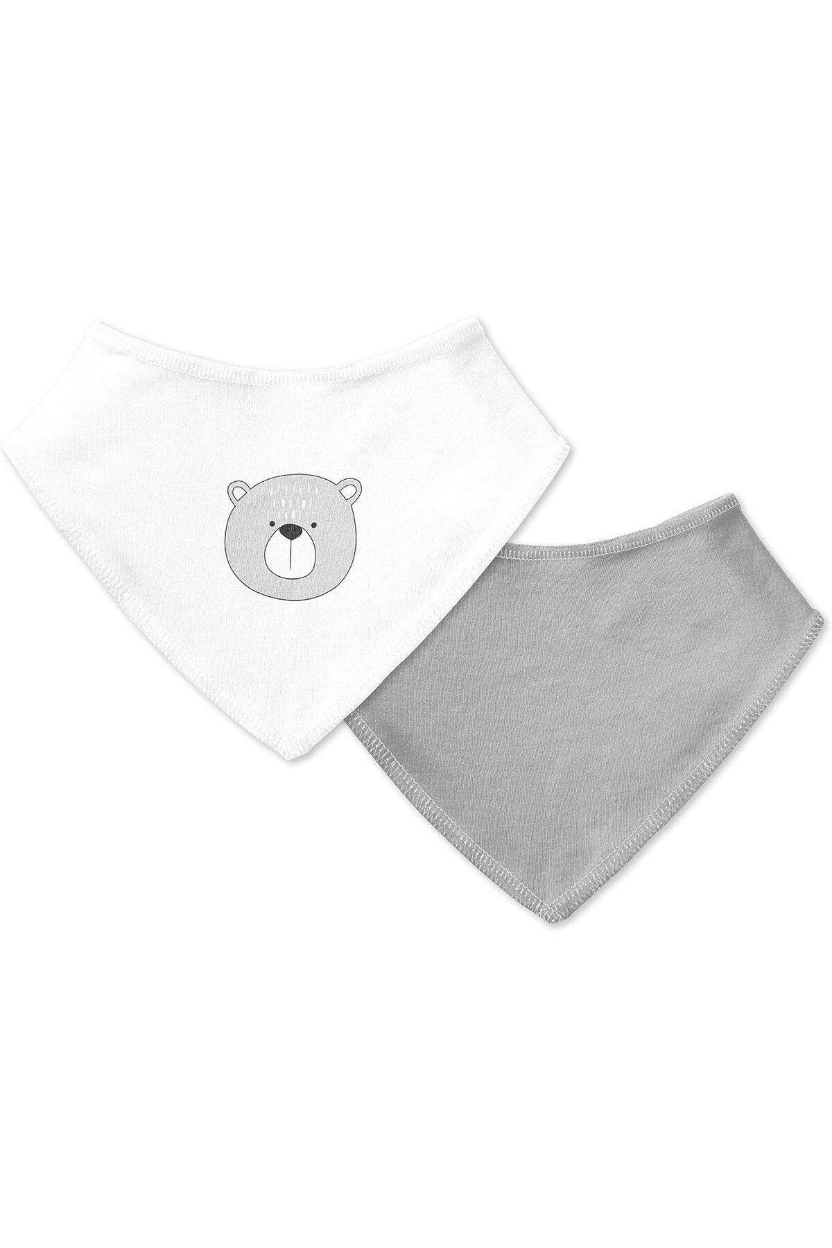 MOON Bandana bibs regular ( Organic) ( PK -2)-Bear & Grey