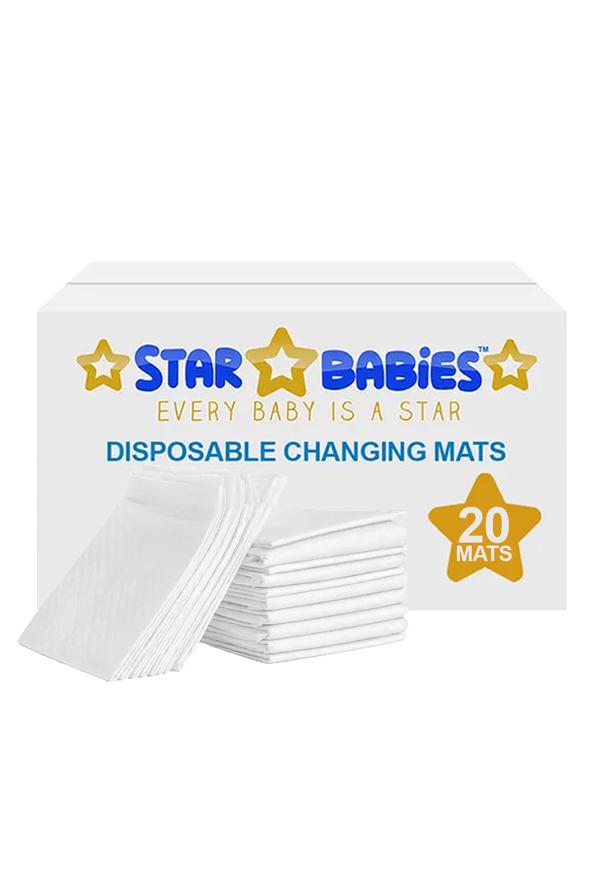 Star Babies - Disposable Changing Mat - L - 45 X 60 cm - 20pcs - White