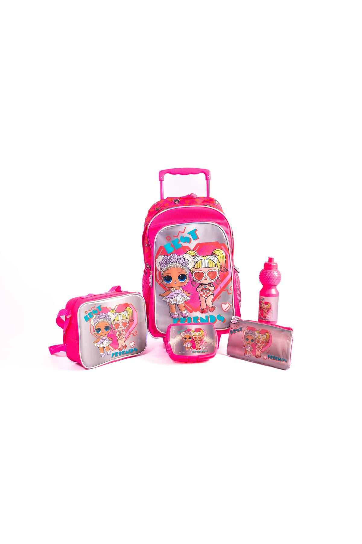 Lol Surprise 5-In-1 School Trolley Set With Lunch Bag, Pencil Case, Water Bottle & Lunch Box – Multicolor